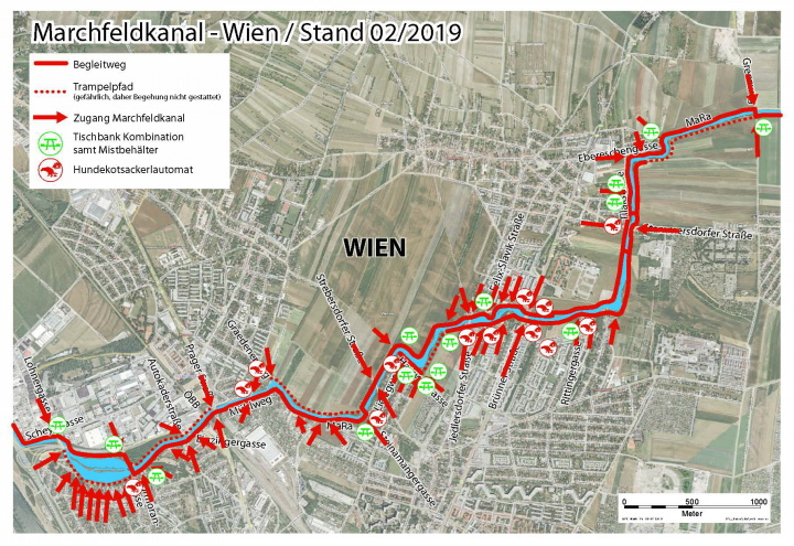 Marchfeldkanal Überblick Wien